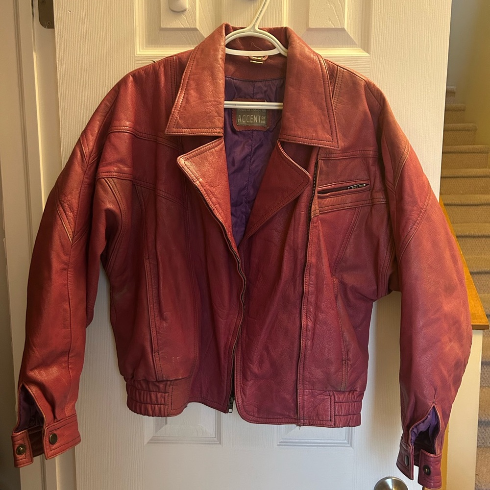 Women's Pink Leather Jacket